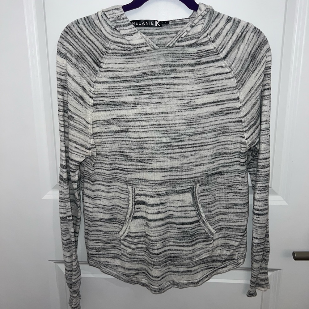 Women's Striped Hoodie in Black and White